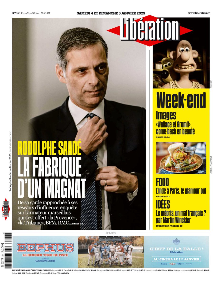 Rodolphe Saadé : la fabrique d'un magnat. C'est la une de @Libe ce week-end. 

De sa garde rapprochée à ses réseaux d’influence, enquête sur l’armateur marseillais qui s’est offert «la Provence», «la Tribune», BFM, RMC...