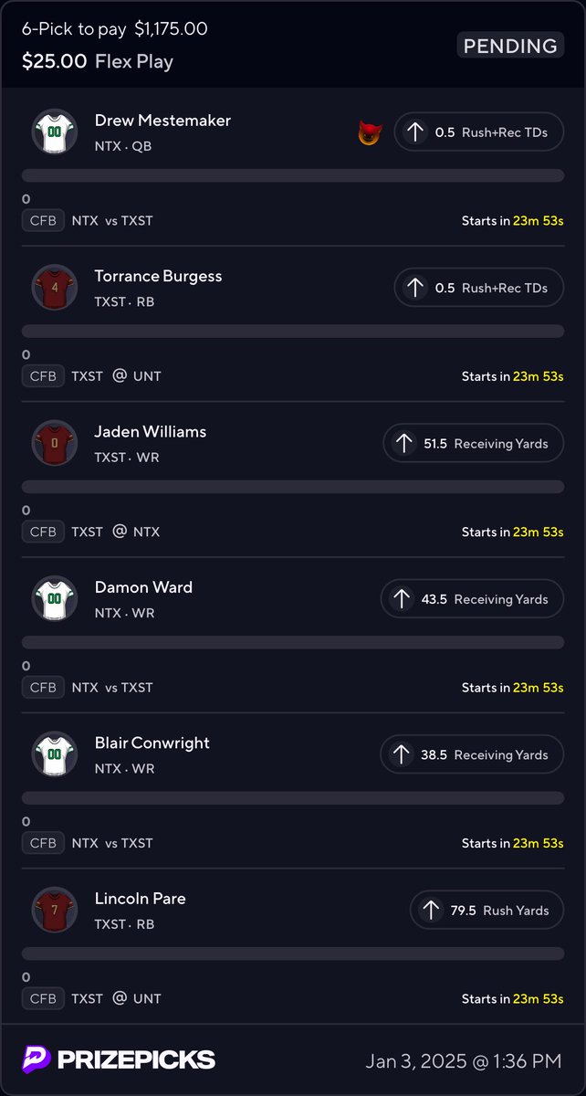 jb0ne22's tweet photo. 🏈 PrizePicks CFB Slip 47X w/1😈

Link below https://t.co/66N40QLnze