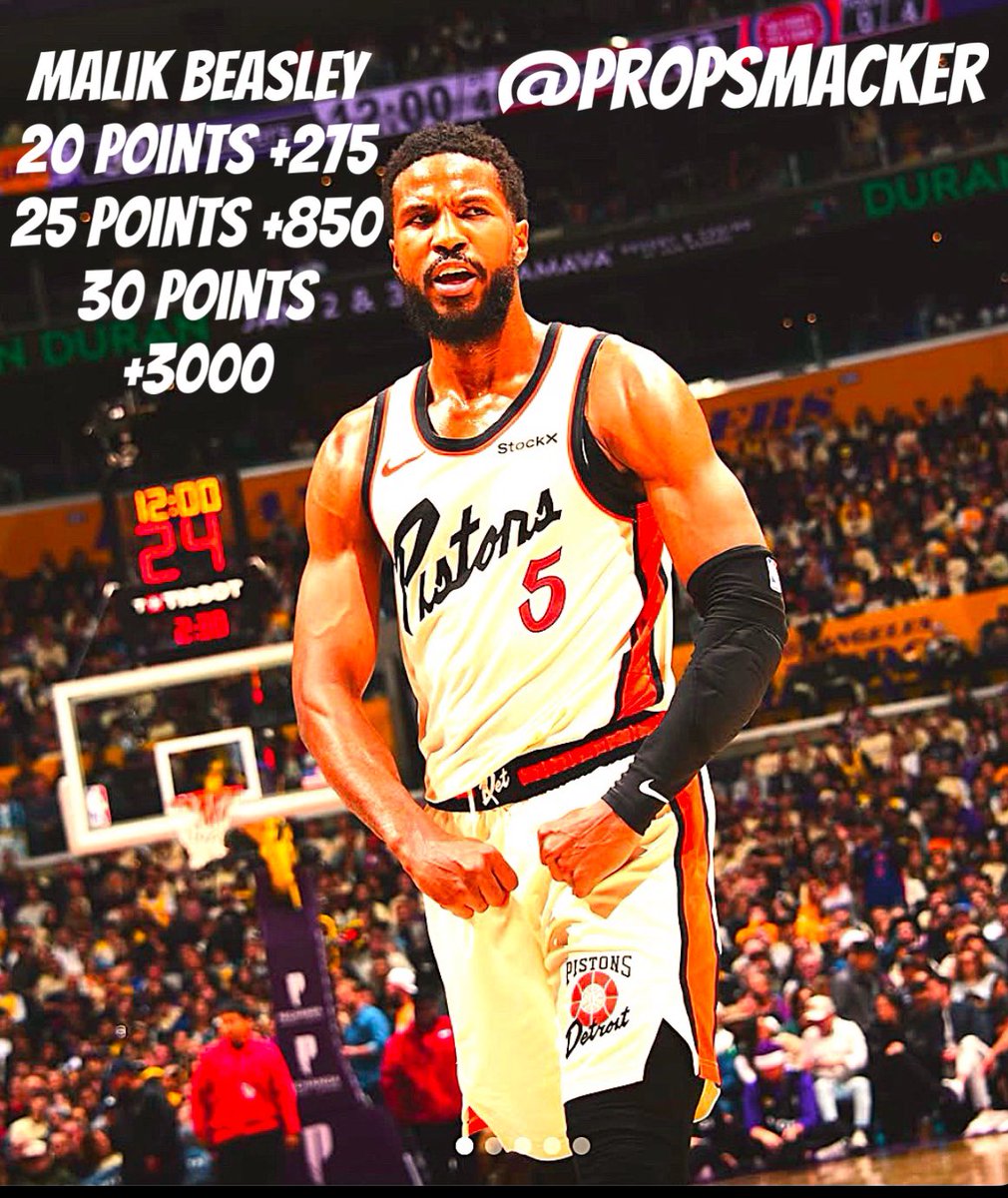 propsmacker's tweet image. No Ivey which means Malik should see an increase in minutes and shots. They hung the same odds as if Ivey was playing so this is a play 10/10 times for me. Last 3 without out Ivey he has scored 26,28,26 points.