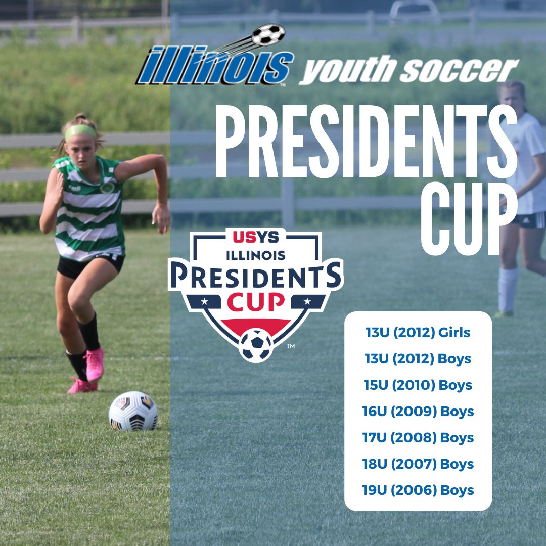 IL Youth Soccer (@ilyouthsoccer) on Twitter photo The Presidents Cup offers teams an alternative state championship event that leads to <a href="/USYouthSoccer/">US Youth Soccer</a> Regional and National competitions. Illinois holds one of the country's largest Presidents Cup events and 27 Illinois teams have won the National event. illinoisyouthsoccer.org/spring-2025-ilโฆ The Presidents Cup offers teams an alternative state championship event that leads to <a href="/USYouthSoccer/">US Youth Soccer</a> Regional and National competitions. Illinois holds one of the country's largest Presidents Cup events and 27 Illinois teams have won the National event. illinoisyouthsoccer.org/spring-2025-ilโฆ