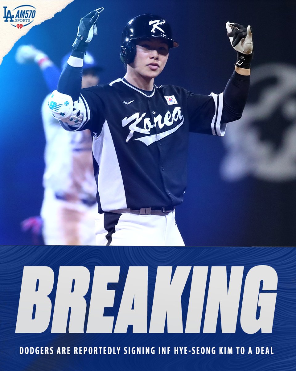 AM570LASports's tweet photo. Dodgers have reportedly signed Korean infielder Hye-Seong Kim (via @DanielKimW) 

Listen in here on @am570lasports for all the latest on the Dodgers.

🔗: https://t.co/psbw6YlNQv https://t.co/quXYKYqlqY