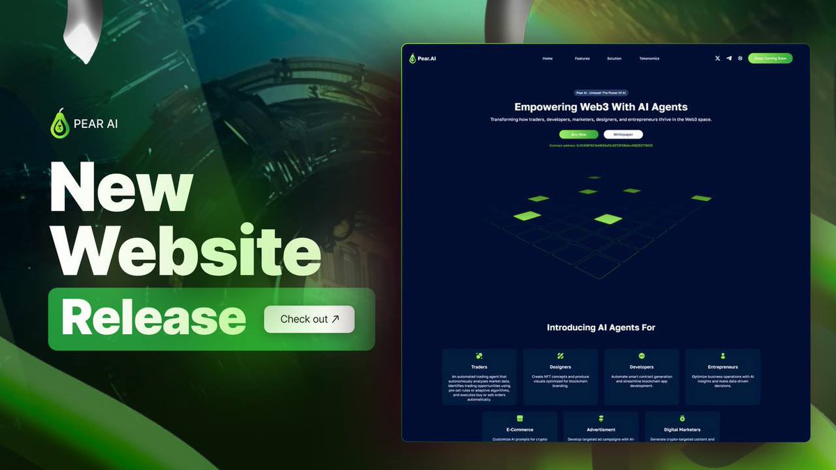 PEAR AI WEBSITE V2 RELEASE

We’re excited to announce the launch of the new PEAR AI website!

With a fresh, modern design and an intuitive interface, the site is built for clarity and ease, providing a seamless experience for all visitors.

Discover how PEAR AI is shaping the