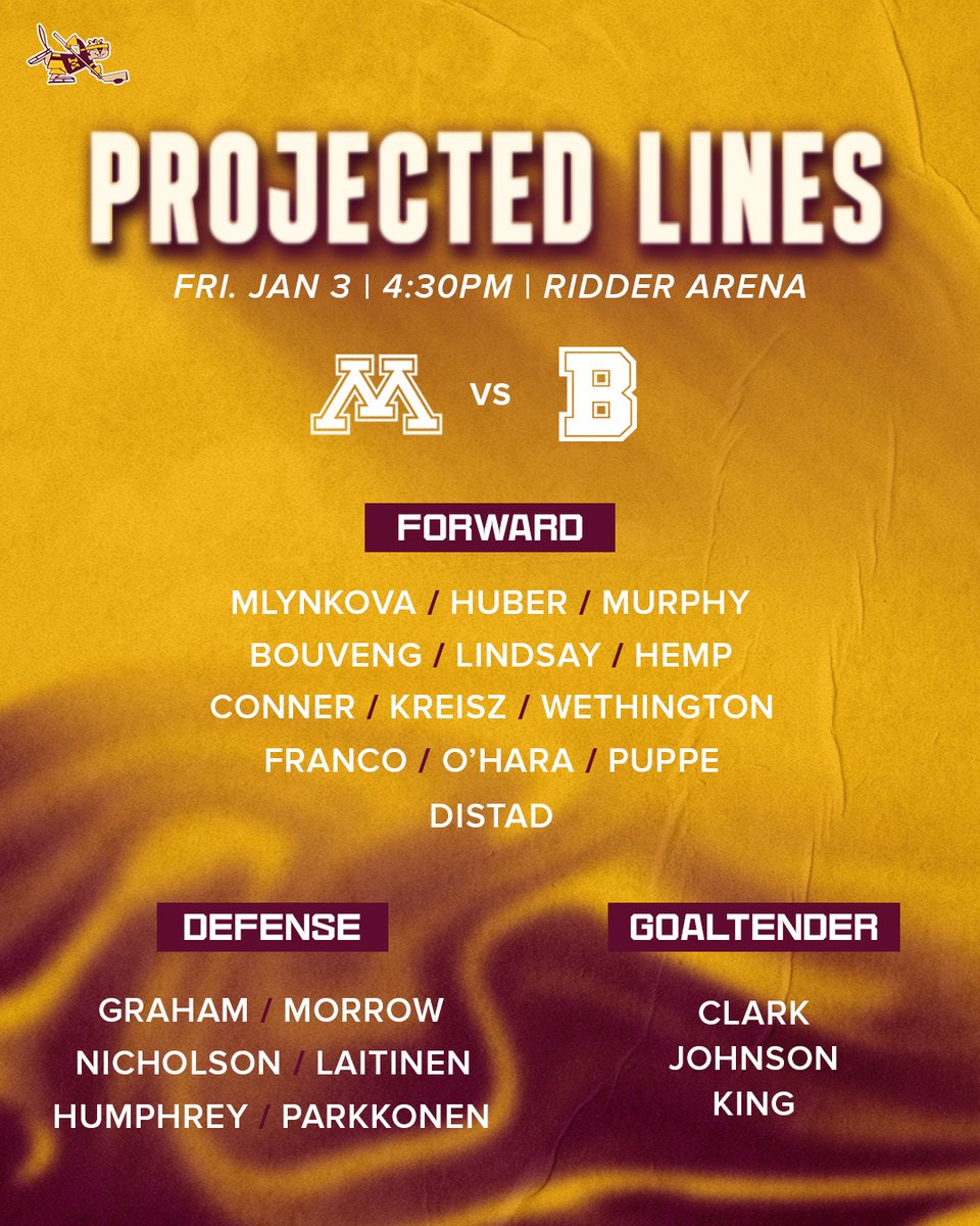 GopherWHockey's tweet photo. Friday's lines vs. the Bears! 〽️🏒 https://t.co/66UYcZd2SG