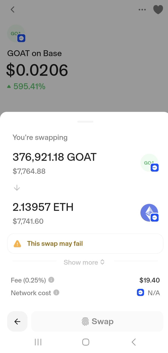 chiwon_yoo's tweet photo. @Uniswap The GOAT ON BASE coin in Uniswap is a scam. You can buy it, but you can't sell it. And you can't move it. Of course, there's no swap. Tens of thousands of people are upset about the scam. Give me back the bank https://t.co/dixjMnAllq