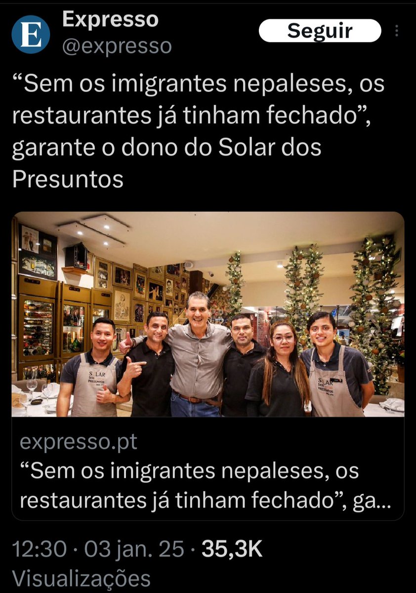 MVisa1000's tweet photo. Se és português faz boicote ao Solar dos Presuntos.
Qualquer empresário que diga abertamente isto merece ir imediatamente à falência. https://t.co/gA6tvsqObg