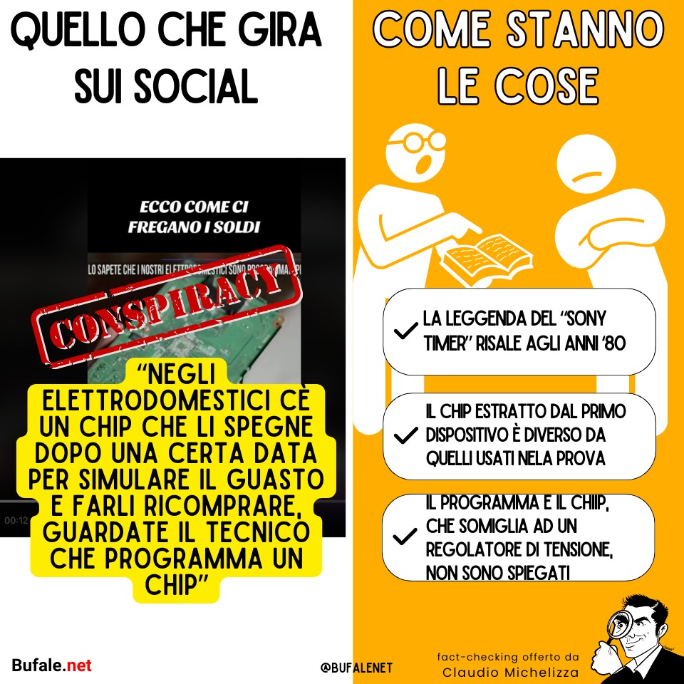 filogicoX's tweet photo. Un video virale resuscita la leggenda del #SONYTimer, ovvero il #chip che disattiva gli #elettrodomestici a fine #garanzia per simulare la rottura. Si parla di #obsolescenzaprogrammata, ma il video ha diverse anomalie che fanno dubitare...
Per dettagli: https://t.co/7263llGqde https://t.co/r4BniHa66D