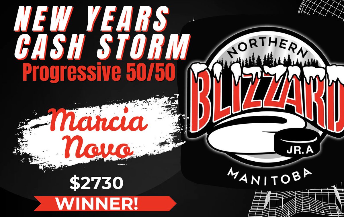NorManBlizzJrA's tweet image. Congrats to our Progressive 50/50 Winner, Marcia Novo!
She won herself $2730!
Thank you to all those who bought and supported your NorMan Blizzard!

#NorManBlizzard #MJHL #TriCommunity