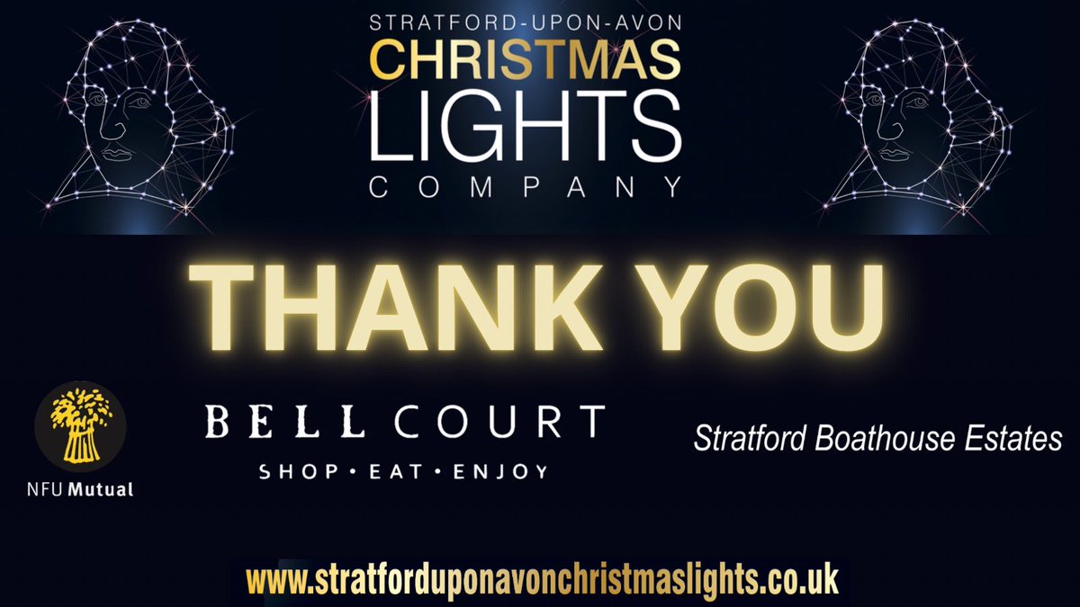 Stratford-upon-Avon Christmas Lights Company (@suaxmaslights) on Twitter photo Happy New Year. Only 3 more evenings left to enjoy the display before it is switched off for another year.
Today we thank our major sponsors <a href="/nfum/">NFU Mutual</a> <a href="/BellCourtLife/">bellcourtlife</a> & John & Heather of Stratford Boathouse Estates. Without their support the display wouldn’t be as good as it is. Happy New Year. Only 3 more evenings left to enjoy the display before it is switched off for another year.
Today we thank our major sponsors <a href="/nfum/">NFU Mutual</a> <a href="/BellCourtLife/">bellcourtlife</a> & John & Heather of Stratford Boathouse Estates. Without their support the display wouldn’t be as good as it is.
