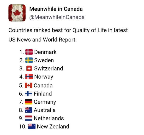 ArcticGoddess1's tweet photo. All Liberal Democracies with Health Care and wise gun laws. Why would we ever want to be the 51st state? #NeverVoteConservative https://t.co/QRHd26cNkY