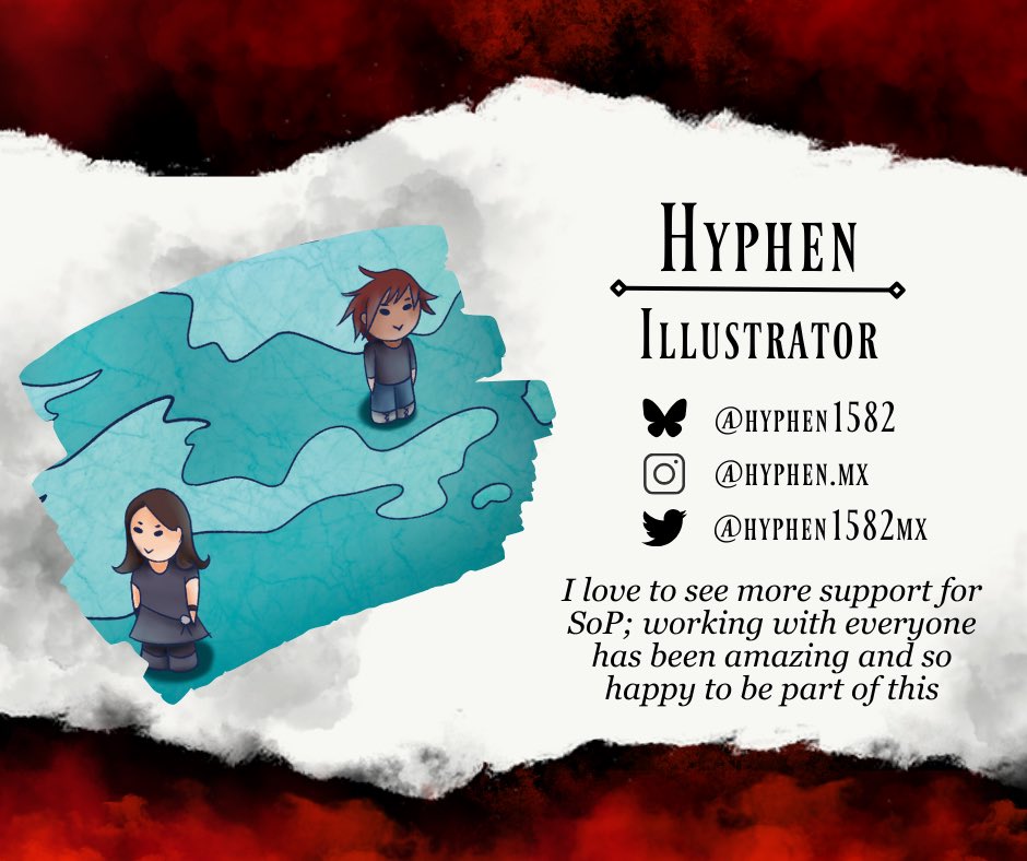 ❖ Contributor Spotlight ❖
Introducing Hyphen! <a href="/hyphen1582mx/">Hyphen ✨ Comms Open</a> 
Illustrator

Pawns of the Strangers are lined on the map- see who’s maneuvering them in Hyphen’s full illustration! Fanbook preorders are open now!