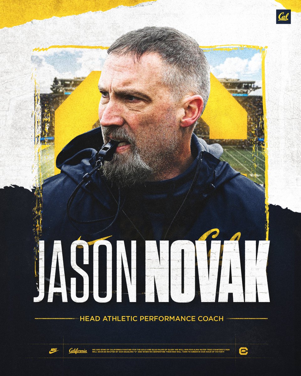 Join us in welcoming Head Athletic Performance Coach  Jason Novak to Bear Territory 👏🐻

🔗: calbea.rs/4jguPNZ

#GoBears | #ALLIN