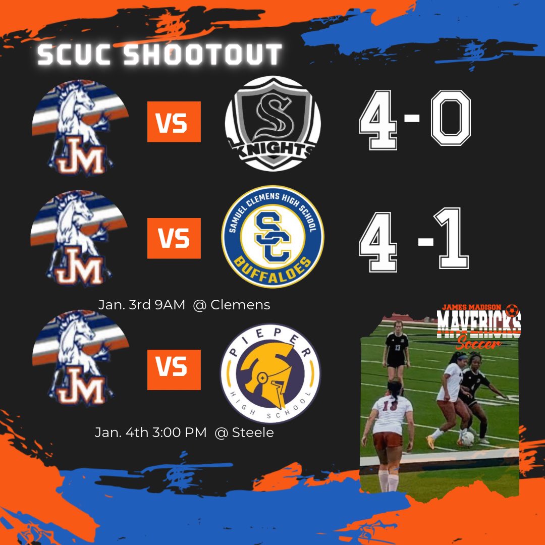 Girls got on the board early and came away with a 4-1 win over Clemens.

Bianca ⚽️🎯
<a href="/crisi_rosito/">Crisi Rosito</a> ⚽️
Mia ⚽️
Paige⚽️
<a href="/madisamherrera/">Madison Herrera</a> 🎯🎯
Elizabeth 🎯

Keep up the great work ladies and onto the next one!!⚽️🥅⚽️🥅⚽️