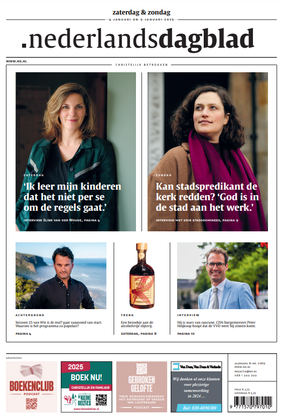 Roel82's tweet image. Een mooie afgewogen voorpagina van de eerste zaterdagkrant van het Nederlands Dagblad in 2025 gemaakt. Veel leesplezier! #eindredactie #werkplezier #weekend #krant