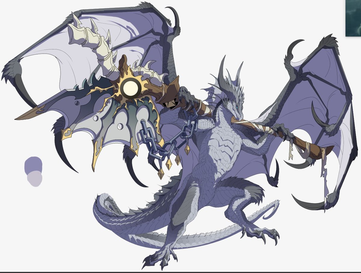 WIP of Veraness!
And it's my birthday today!
是老婆设定的龙人稿，还没细化完，太帅啦
然后今天也是俺生日！❤️