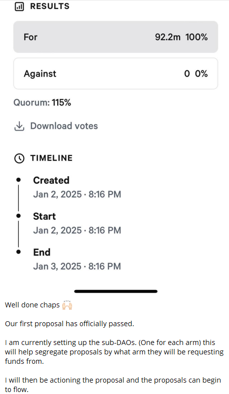 The very first <a href="/orion_directive/">Orion Directive</a> proposal has passed with flying colors. The community will be able to start putting in our own proposals very soon. Things are about to get very interesting....👀👀👀👀 $ORD