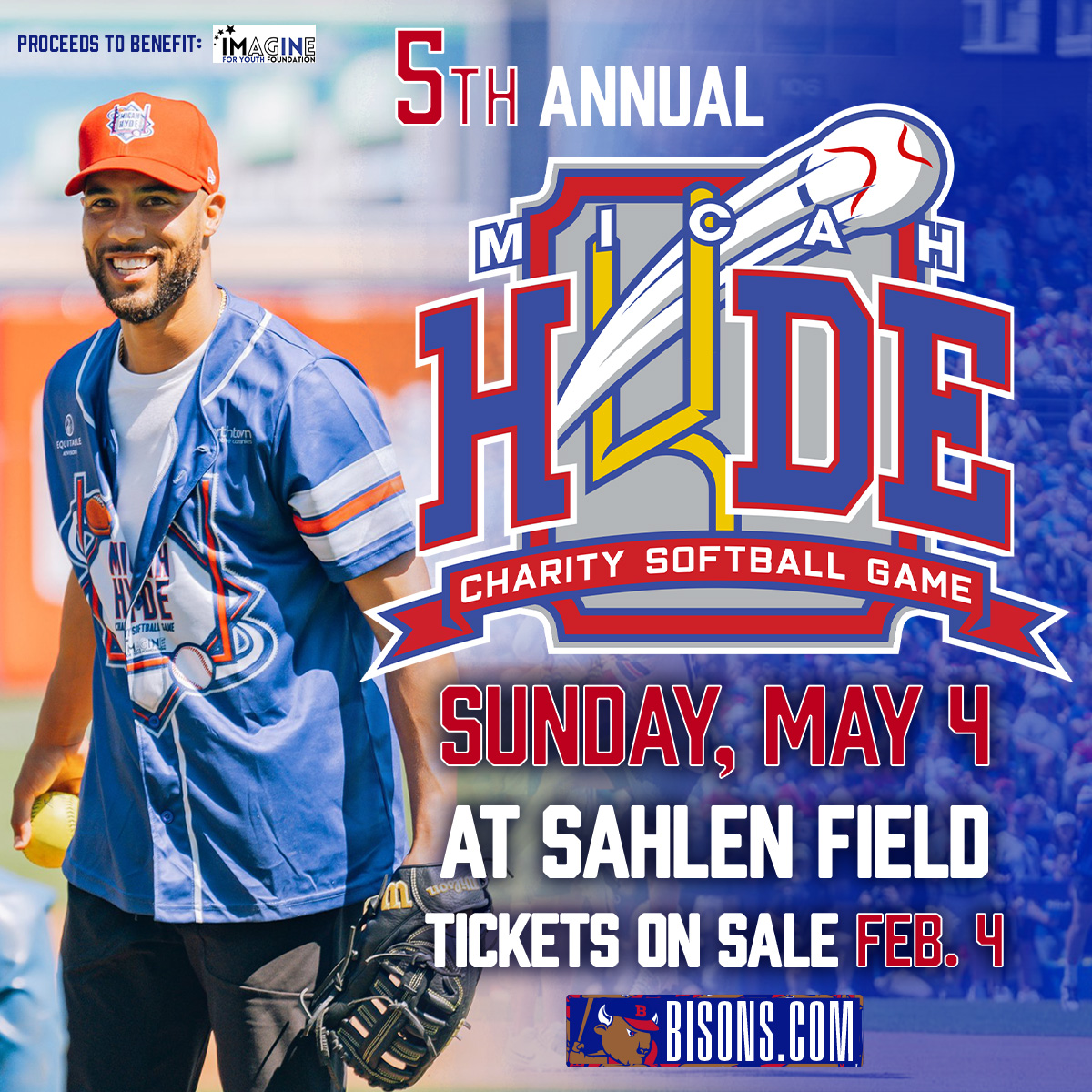 Buffalo Bisons (@buffalobisons) on Twitter photo Because nobody circles the bases like the <a href="/BuffaloBills/">Buffalo Bills</a>!
The 5th annual <a href="/Micah_Hyde/">Micah Hyde</a> Charity Softball Game returns to Sahlen Field on Sunday, May 4th!
Tickets on sale February 4th!
🥎🏈: Bisons.com/HydeSoftball Because nobody circles the bases like the <a href="/BuffaloBills/">Buffalo Bills</a>!
The 5th annual <a href="/Micah_Hyde/">Micah Hyde</a> Charity Softball Game returns to Sahlen Field on Sunday, May 4th!
Tickets on sale February 4th!
🥎🏈: Bisons.com/HydeSoftball