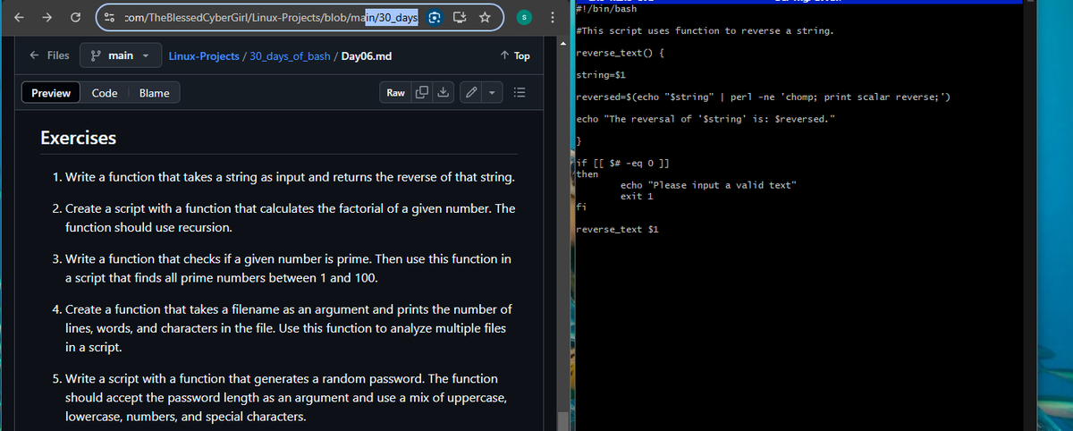 Ade_leyee's tweet image. Day 83
#100DaysOfCyberSecurity 
@jay_hunts @segoslavia @OnijeC @akintunero 
Went over day 6 of #30DaysOfBashScripting, revisiting how to use functions. Learned new ways to solve some of the tasks too.