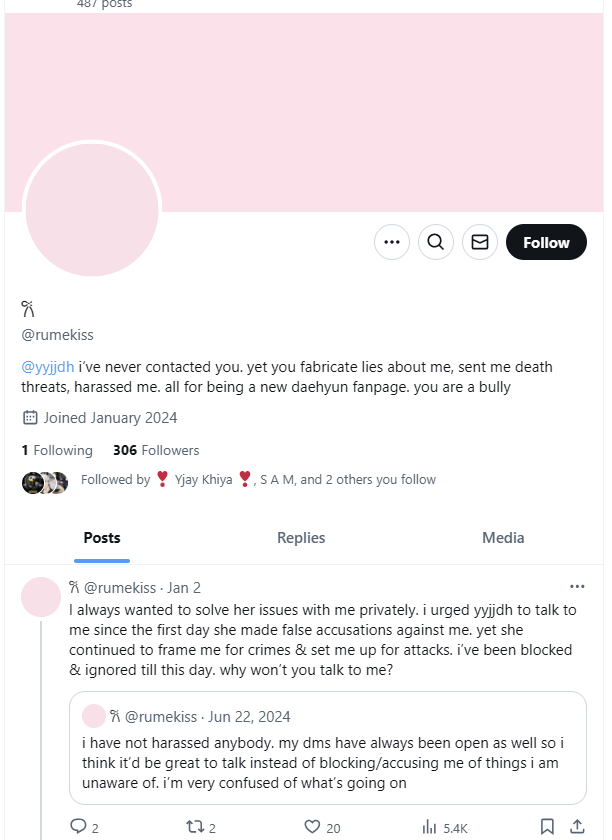 BAP_Trina's tweet photo. @yyjjdh told me YEARS ago about her struggles being stalked and harassed online. Apparently the same person is still stalking and harassing her, and when she gets made at the person, they spread it like they're a victim. WHAT VICTIM MAKES A PAGE LIKE THIS https://t.co/ob26ChK97A