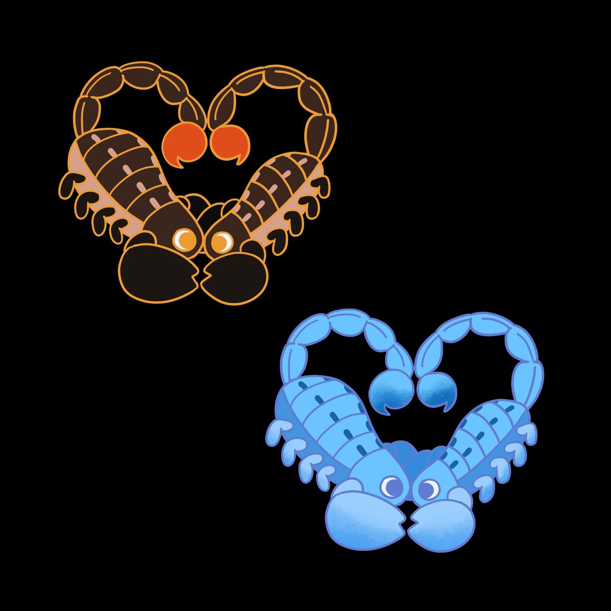 Scorpion dance 🦂💙 New pin design based on one of my previous art work! 

Please feel free to share and comment if you’re interested in making this design into pins 💚💚