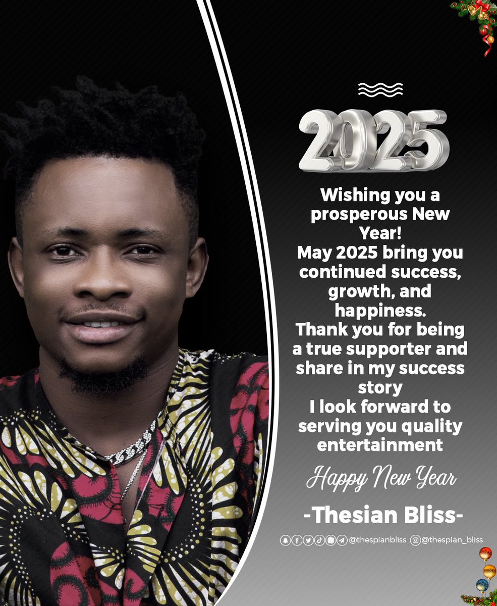 thespianbliss's tweet photo. Wishing you a prosperous New Year!
May 2025 bring you continued success, growth, and happiness.
Thank you for being a true supporter and share in my success story
I look forward to serving you quality entertainment

Davido Diddy Akpi Burna Owerri Rick Rose https://t.co/1Ex5AKFxfC
