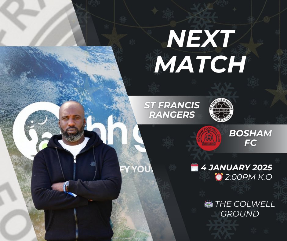 OfficialASCBR's tweet photo. 🎆 2025 MATCHDAY🎆

Tomorrow we return to the chilly Colwell Ground as we welcome @BoshamFC for our first match of 2025. 

Please note: THERE WILL BE A MORNING PITCH INSPECTION ❄️🥶

Get yourselves down, support The Rangers!

#UTR⚪️⚫️ https://t.co/j0BmKfzkWC