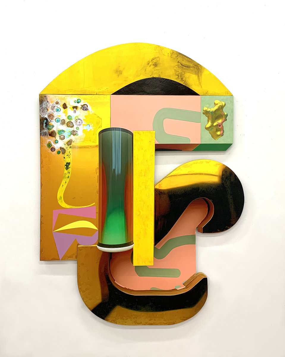 David Lloyd responds to AI images generated by an intelligence model trained exclusively on images of his own art. Out of these thousands of generated images, a select few are chosen by Lloyd as jumping-off points for works that are half sculpture/half painting #contemporaryart