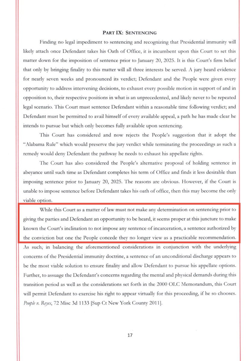 Laura Loomer (@lauraloomer) on Twitter photo <a href="/DefiyantlyFree/">Insurrection Barbie</a> According to Judge Merchan’s order, “it seems proper at this juncture to make known the Court's inclination to not impose any sentence of incarceration, a sentence authorized by the conviction but one the People concede they no longer view as a practicable recommendation.”
👇🏻 <a href="/DefiyantlyFree/">Insurrection Barbie</a> According to Judge Merchan’s order, “it seems proper at this juncture to make known the Court's inclination to not impose any sentence of incarceration, a sentence authorized by the conviction but one the People concede they no longer view as a practicable recommendation.”
👇🏻