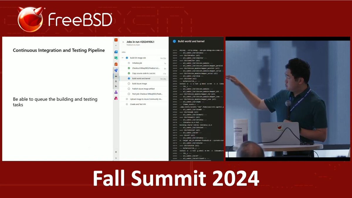 Discover how Microsoft and FreeBSD collaborate to streamline OS image releases on Azure! Watch Colin Su's insightful talk from the Fall 2024 FreeBSD Summit, showcasing automated building and testing with Azure DevOps. #FreeBSDSummit2024 #Azure

buff.ly/3PmSVIR