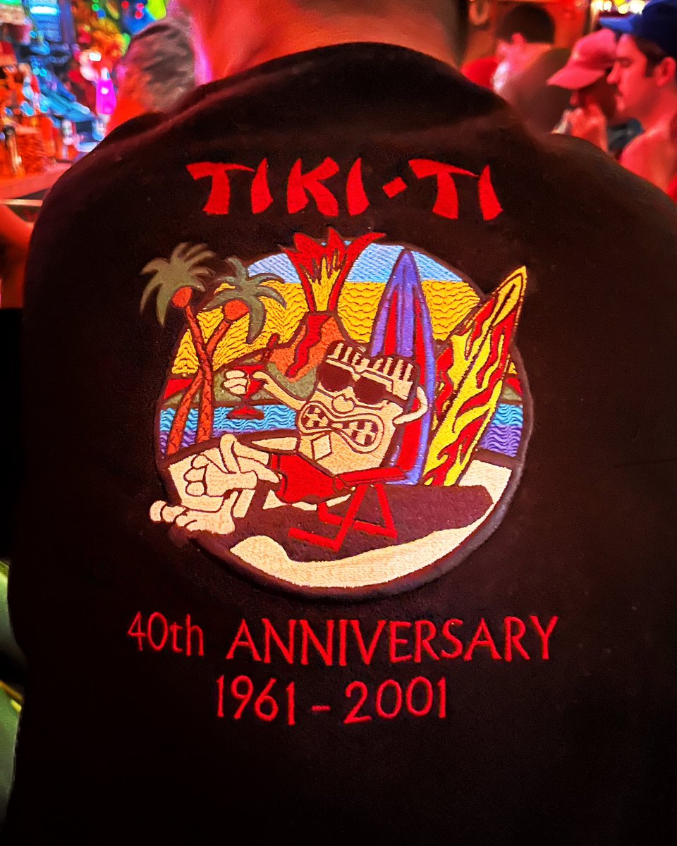 One of our 40th Anniversary jackets from 2001. #tiki #tikiti #tikibar #club4427 #jacket #anniversary #tikiart #tikiculture #tikidrinks #tikicocktails #tikitime #tikistyle #tikilife #polynesianpop #LosAngeles