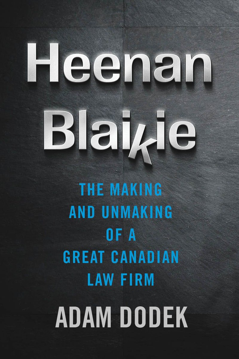 ⚖️ 🇨🇦 A riveting account of the ascent &amp; downfall of one of Canada's most influential law firms, home to prime ministers, judges &amp; more. This book could be made into a movie--it is a window into the drama of the Canadian legal &amp; political elite.

Details: ubcpress.ca/heenan-blaikie