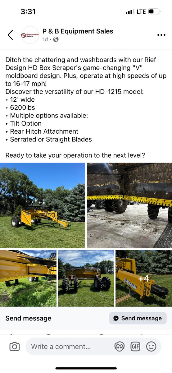 Ty_Weitz's tweet photo. @harleylama Check out my buddies at P&amp;B equipment. These scrapers are game changing. https://t.co/JHxp10PnoQ