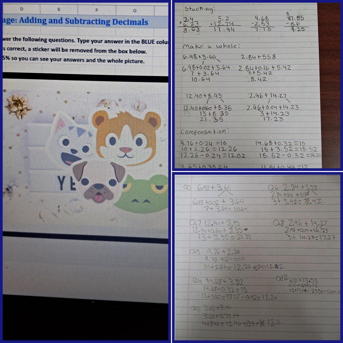 mmes_math's tweet photo. Today grade 7 students practiced adding and subtracting decimals using fluency strategies! @S_Achkar #iteachmath #mtbos #HRCEmath https://t.co/yOMZEx5py7