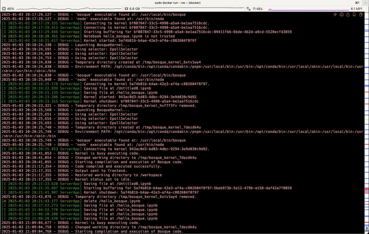 brakmic's tweet image. 🚀 Excited to share that my @BosqueLanguage Kernel for #JupyterLab can now compile and execute code! 🎉 
Next up: syntax colorization... because apparently, I have no clue how to make code colorful in Jupyter yet. 😂
Stay tuned for the colorful chaos! #BosqueLanguage