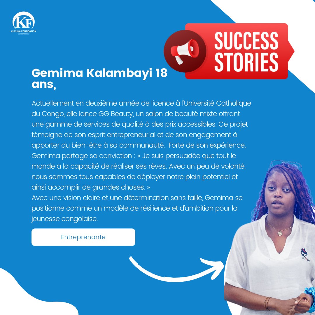 KuvunaFound's tweet photo. ✨ Nos Success Stories 2024 ✨

Cette année, nos leaders ont franchi des étapes incroyables, transformant leurs rêves en réalités inspirantes. 💡 

📖 Découvrez leurs parcours dans notre rapport annuel 2024. https://t.co/6TfCgVo1Sa

Serie 1 https://t.co/dBp4vrqcuN