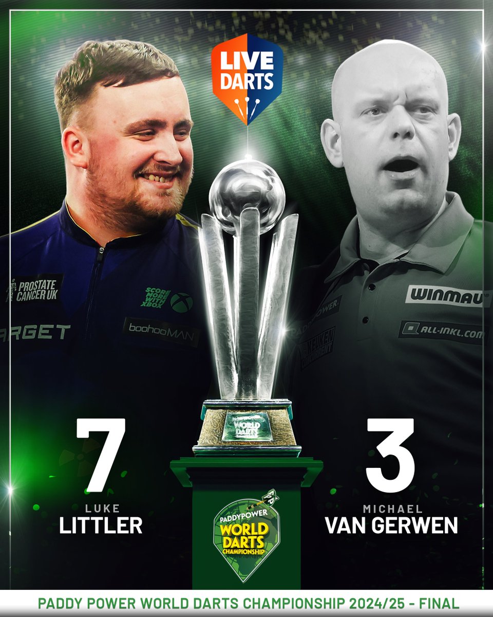 𝗟𝗜𝗧𝗧𝗟𝗘𝗥 𝗜𝗦 𝗧𝗛𝗘 𝗪𝗢𝗥𝗟𝗗 𝗖𝗛𝗔𝗠𝗣𝗜𝗢𝗡! 🏆

Luke Littler realises his darting destiny by defeating Michael van Gerwen to become World Darts Champion for the first time at the age of just 17! ☢️

#WorldDartsChampionship