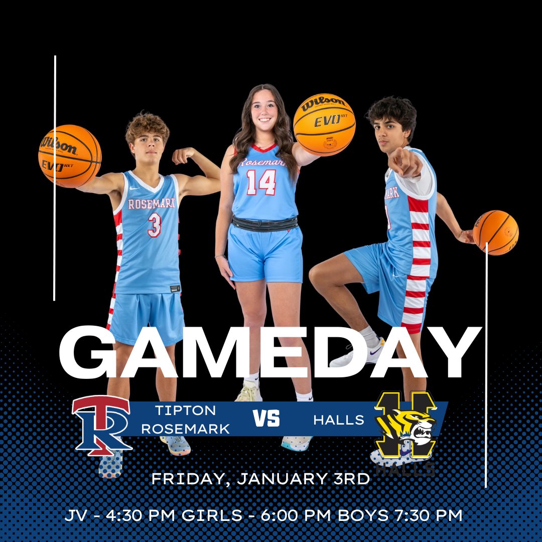 TRA_Basketball's tweet photo. Gameday!
🕐 JV - 4:30 PM VG - 6:00 PM VB 7:30 PM
📍Tipton Rosemark Academy
🆚 Halls High School
📺 https://t.co/4LKPH6Cin5 https://t.co/ymQL319tOa