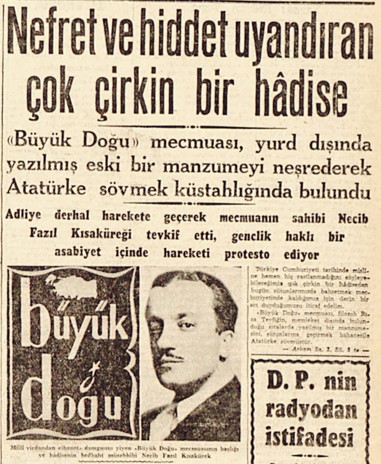 SMEYDAN's tweet photo. Necip Fazıl mı?

Necip Fazıl, önceleri "Atatürk Dirilecektir" diye Atatürkçü çizgide yazılar yazacak kadar bir Cumhuriyetçiydi. Sonra CHP'den milletvekili olmak istedi, yüz bulamayınca Menderes'in DP'sine yanaştı ve Menderes'ten sızdırdığı paralarla finanse ettiği Büyük Doğu dergisinde Atatürk'e, İnönü'ye, CHP'ye ağza alınmayacak çirkin bir üslupla saldırdı. 

Yassıada Duruşmalarında Necip Fazıl'ın Menderes'e yazdığı para isteyen mektuplar ortaya saçılırken, Menderes de Necip Fazıl'a örtülü ödenekten 147 bin lira para ödendiğini doğruladı. Bkz,👇

https://t.co/GjmZSTLzqt

Necip Fazıl yıllar boyunca Atatürk ve Cumhuriyet düşmanlığıyla ürettiği gerçek dışı tarih tezleriyle genç kuşakları Türkiye Cumhuriyeti'ne ve Atatürk'e düşman eden, ayrıca para karşılığı yazılar yazmak yanında kumar vb. kötü alışkanlıkları olan biriydi.

Yıllarca Atatürk'e ve Cumhuriyet'e yalan ve iftiralarla saldıran Necip Fazıl çocuklarımıza rol model olamaz. 

��ki okuma önerisi:👇

https://t.co/vOMFajqO7X

https://t.co/PcR5xJuC6W