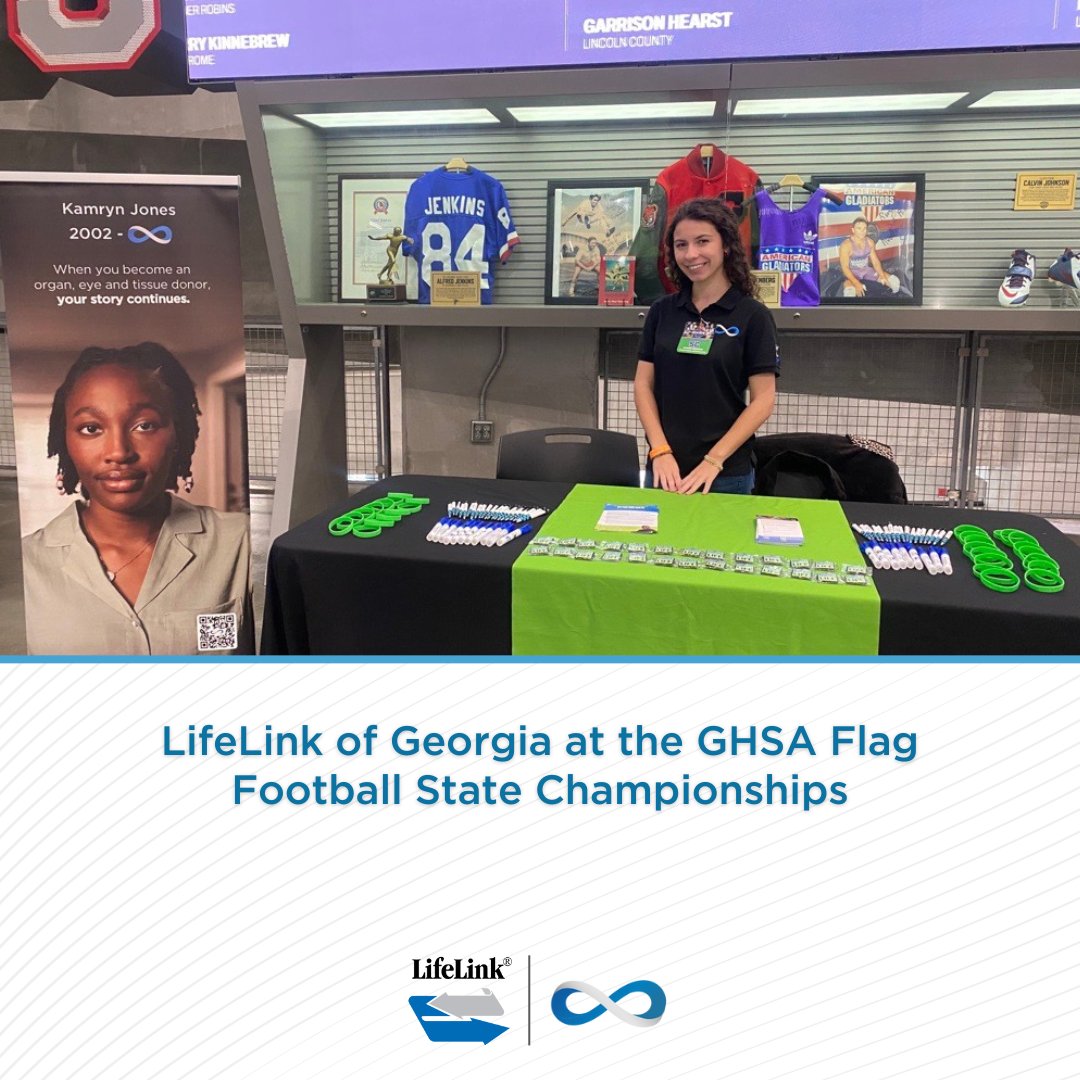 LifeLinkGA's tweet photo. Our team had the incredible opportunity to support the Georgia High School Association Flag Football State Championships at Mercedes-Benz Stadium! 💙🏈 ♾️https://t.co/j7dUsyOBAu #LifeLinkInfinity #YourStoryContinues https://t.co/dapuqYtMlJ