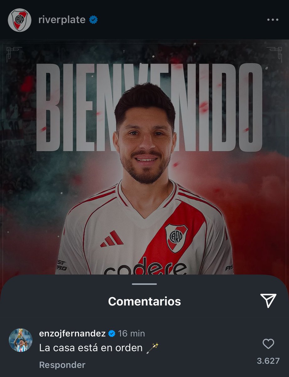 River le dio la bienvenida a Enzo Pérez y Enzo Fernández dejó su comentario 🥹😭