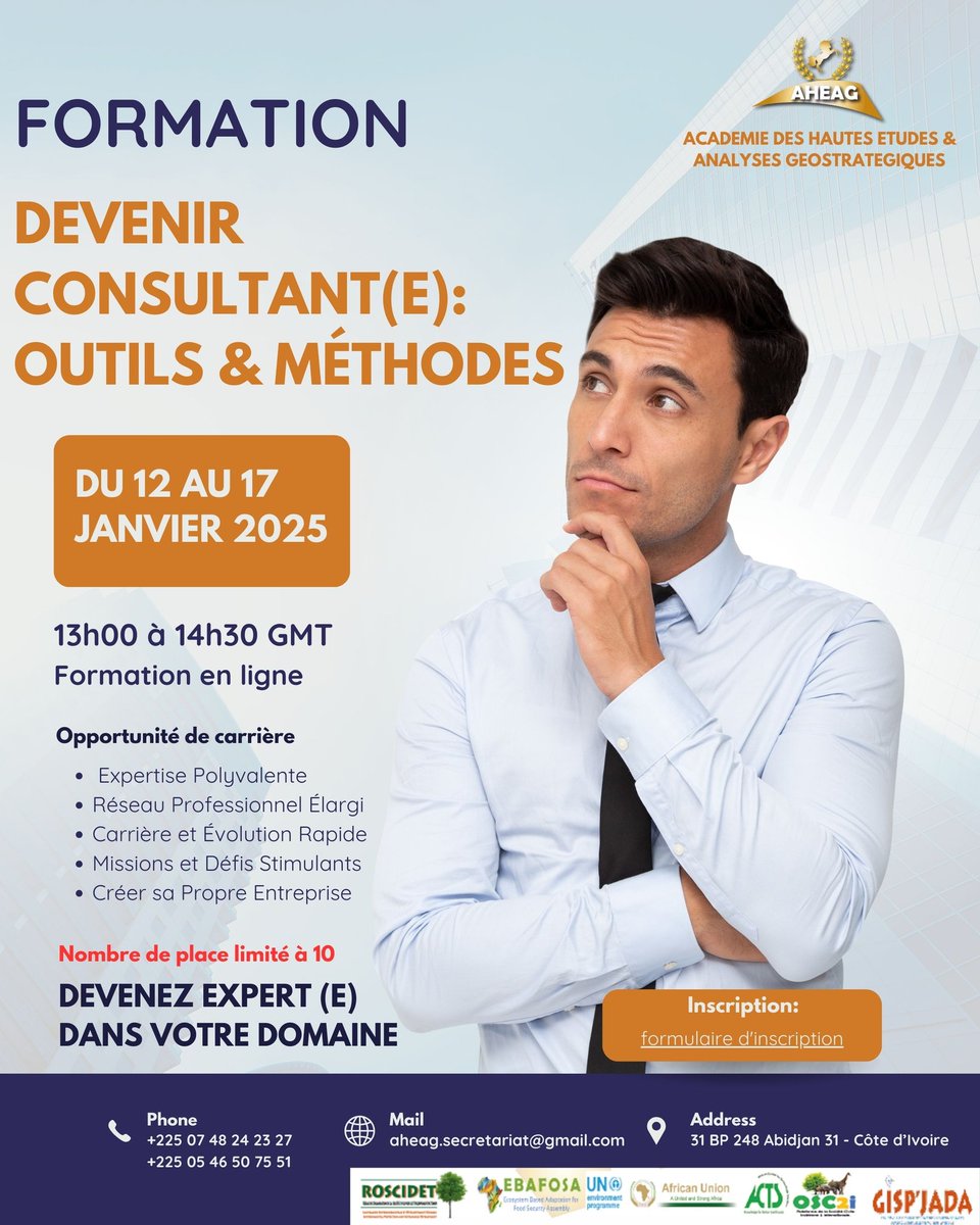 EBAFOSAci's tweet image. 💡 Vous voulez devenir consultant(e) mais ne savez pas par où commencer ?
🎯 Notre formation &quot;Devenir Consultant(e) : Outils et Méthodes&quot; est faite pour vous !
✅ Méthodes clés
✅ Outils pratiques
✅ Réseau professionnel
🔗 Lien d’inscription: forms.gle/mCdbx1ZPWJdpbK…
#Consulting