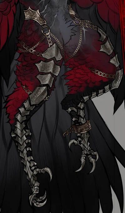 More wip of the dracula parrot!! I wanted some chained up ancient vampire warrior vibes <3  AB for this one will be $500, hes got some variants and possibly some extra art 