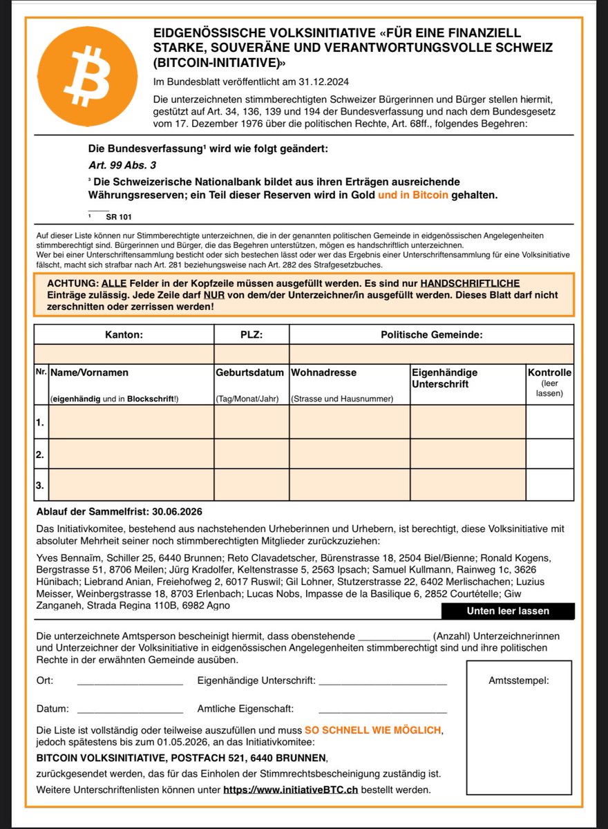 🇨🇭Community: Wir brauchen 100‘000 Unterschriften ✍🏼 Let‘s go!

initiativebtc.ch/wp-content/upl…