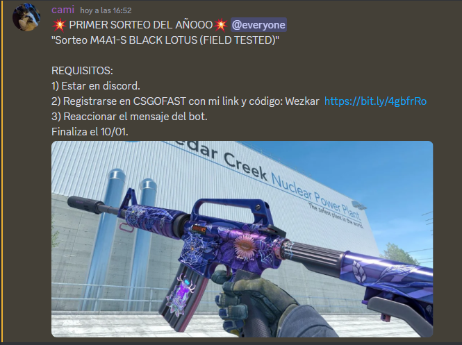 HOLA FELIZ AÑO💜
Voy a estar haciendo sorteos de skins de Counter todas las semanas, todo se sortea en el discord: discord.gg/S7jbGpxeaw

(ESTE ES EL SORTEO ACTIVO)