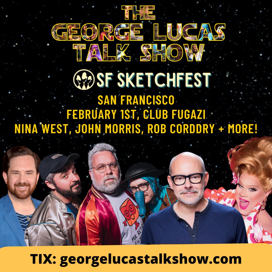 patrickcotnoir.bsky.social (@patrickcotnoir) on Twitter photo JUST ADDED! <a href="/robcorddry/">rob corddry</a> to the <a href="/GLucasTalkShow/">GeorgeLucasTalkShow💥</a> <a href="/SFSketchfest/">SF Sketchfest</a> with Nina West from Drag Race and <a href="/john__morris/">John Morris</a> from Toy Story!
Get your tickets now!
georgelucastalkshow.com JUST ADDED! <a href="/robcorddry/">rob corddry</a> to the <a href="/GLucasTalkShow/">GeorgeLucasTalkShow💥</a> <a href="/SFSketchfest/">SF Sketchfest</a> with Nina West from Drag Race and <a href="/john__morris/">John Morris</a> from Toy Story!
Get your tickets now!
georgelucastalkshow.com