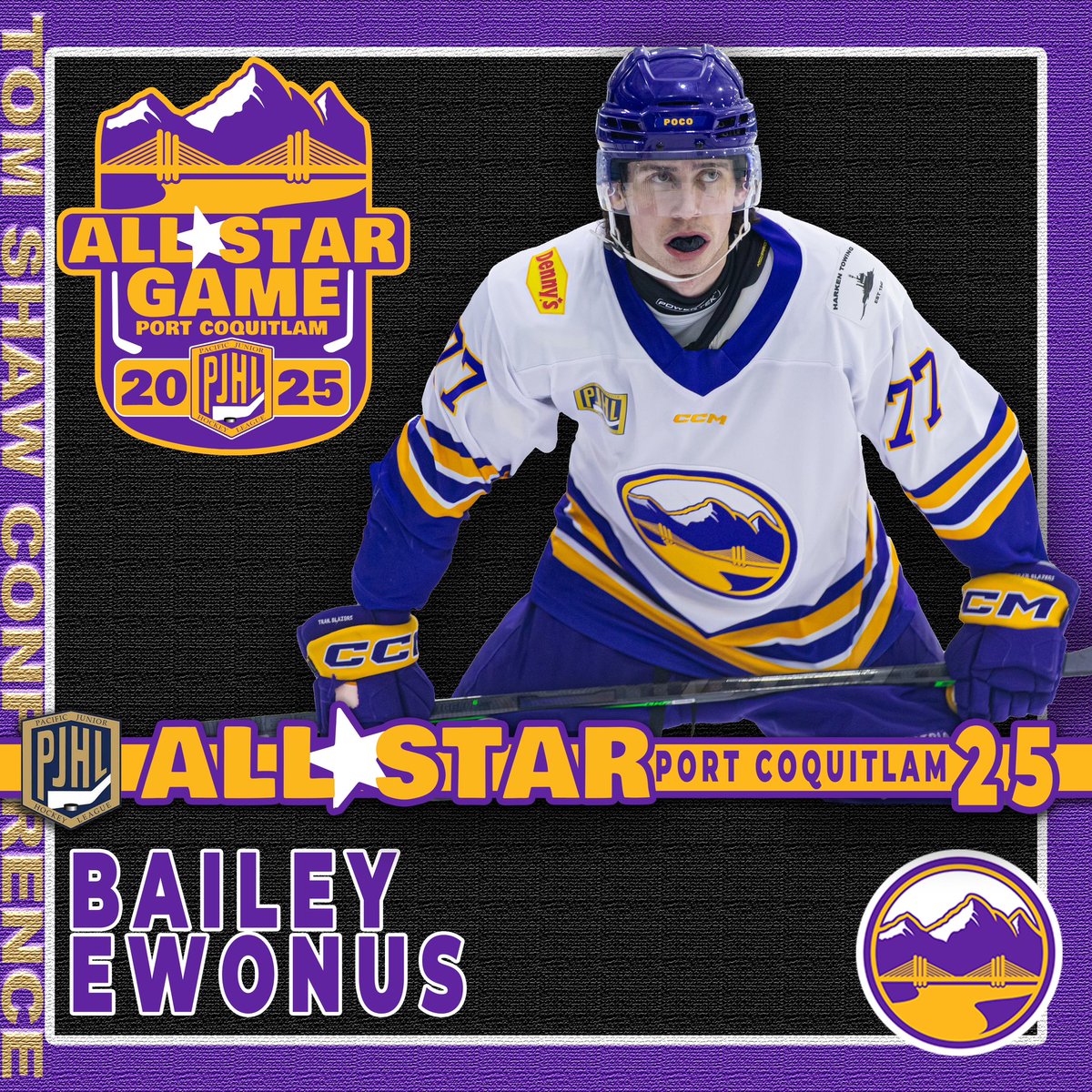 MEET YOUR TOM SHAW ALL-STARS 🚨🏆⭐️

• Bailey Ewonus with <a href="/pocojrhockey/">Port Coquitlam Trailblazers</a> 
• 6’4” - 185lbs from Coquitlam, BC
• 1st Season in the PJHL (24G, 29A, 53PTS, 34GP &amp; 8 PIM)

#allstar #allstargame #madeofhockey #poco #coquitlam #juniorhockey #thebchc #thepjhl #whl #portcoquitlam