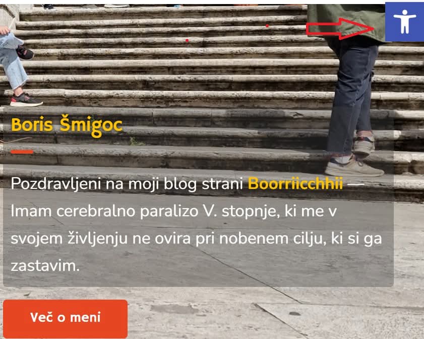 BorisSmigoc's tweet photo. Moja spletna stran ima po mojem mnenju odlično funkcijo, saj se lahko prilagaja za osebe s posebnimi potrebami. Če želite to izkoristiti, morate klikniti na ikono, ki se nahaja na desnem zgornjem kotu.

🔗 https://t.co/vZGTdZuZ4n

#dostopnost https://t.co/M5csbggznn