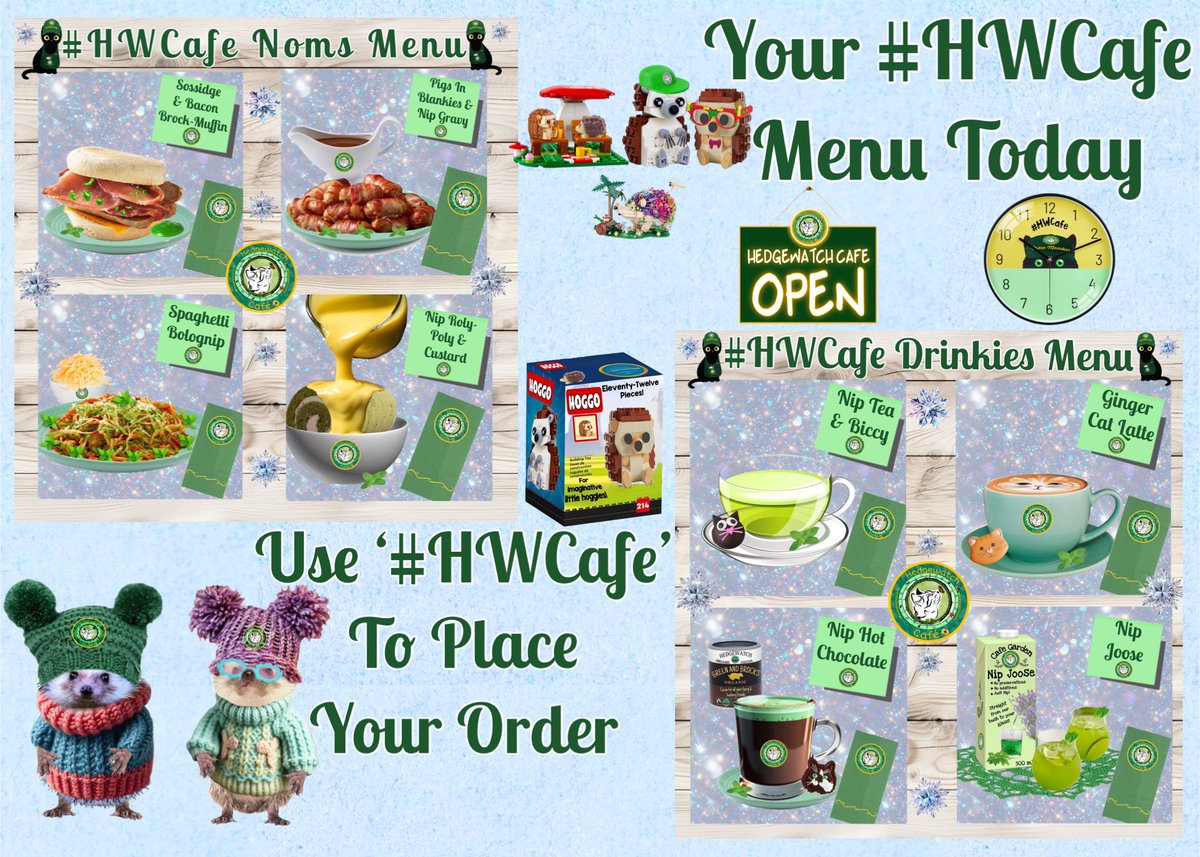 The #HWCafe is now open! Our team of Purristas and Emergency Paws (for when it’s busy) are here to take your order and Rosie is our Maitre D to help you if you’re unsure or want to meet new friends 😺Here’s today’s menu.  Reply to this to place your order ☕️🍽️