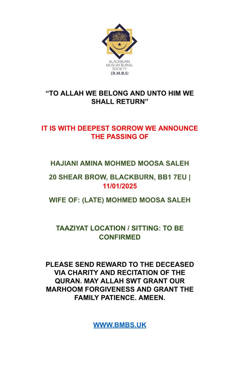 Blackburn Muslim Burial Society tweet media