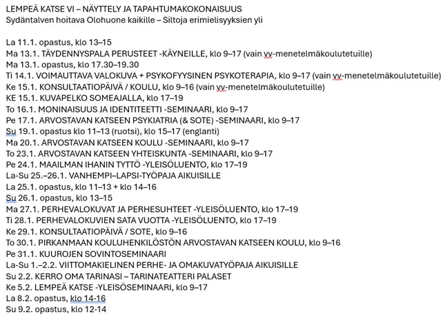 Johanna Kaitsalmi (@kaitsalmijo) on Twitter photo "Kyyneleet silmäkulmissa ja hymy korvissa yhtä aikaa ❤️ Tarvitsin just tämän kokemuksen tässä hetkessä. Kun arki puskee päälle ja työt ahdistaa. Tämä hetki loi toivoa, että voi tehdä toisinkin." - <a href="/HeliNiemi17/">Heli Niemi</a>
Tampereella 10.1.-9.2.2025 Lempeä katse VI voimauttavavalokuva.net/lempea-katse/ "Kyyneleet silmäkulmissa ja hymy korvissa yhtä aikaa ❤️ Tarvitsin just tämän kokemuksen tässä hetkessä. Kun arki puskee päälle ja työt ahdistaa. Tämä hetki loi toivoa, että voi tehdä toisinkin." - <a href="/HeliNiemi17/">Heli Niemi</a>
Tampereella 10.1.-9.2.2025 Lempeä katse VI voimauttavavalokuva.net/lempea-katse/