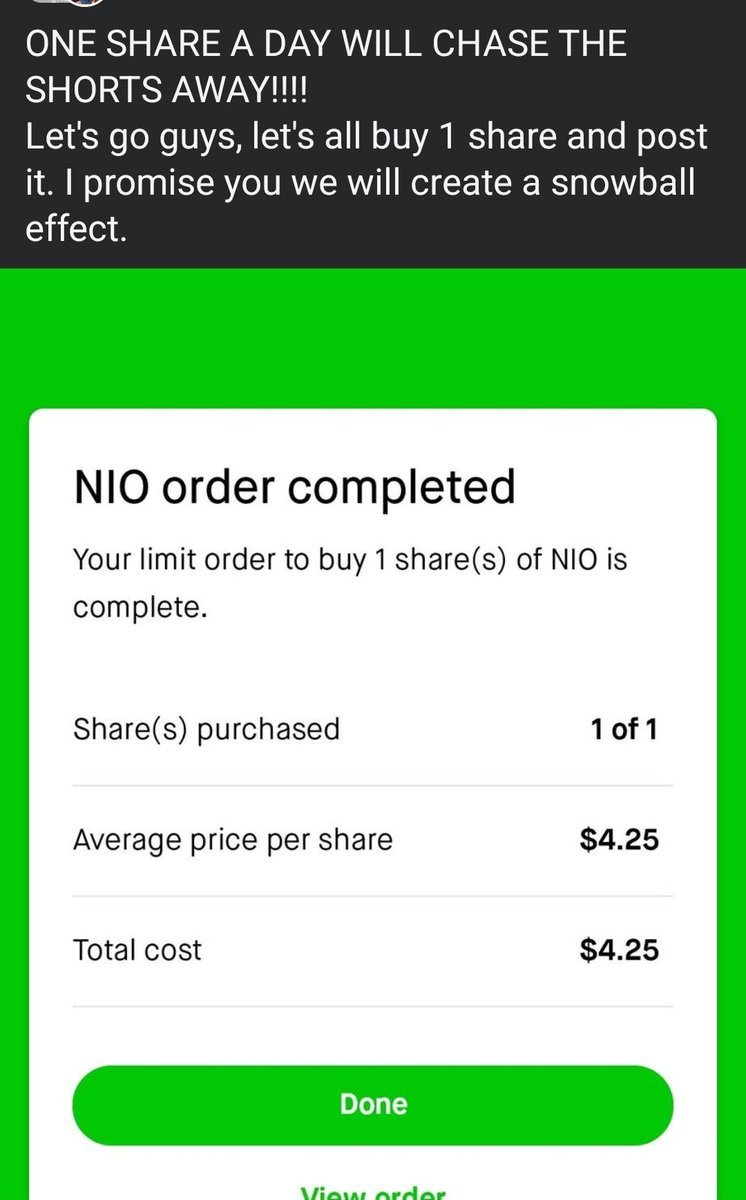 #nio 1 share per day to keep the shorts away coykd this grab traction <a href="/_mm85/">Marcel Münch</a> <a href="/MktPax/">Pax</a> <a href="/NIOGlobal/">NIO</a> <a href="/NIOAustria_/">NIO Austria Investor 🇦🇹</a> <a href="/NIONordics/">NIO Nordics</a> <a href="/NIOSanFrancisco/">(NIO) San Francisco</a> <a href="/5littlebass/">Trader Chris</a> <a href="/DCDOWORK/">The Real Denny</a> <a href="/cryptovicci/">Cryptovicci 🌐</a> <a href="/dirtygreenpaper/">WarInChineseBuffet 🇨🇳</a> <a href="/Derbermens61563/">Der Übermensch</a> @